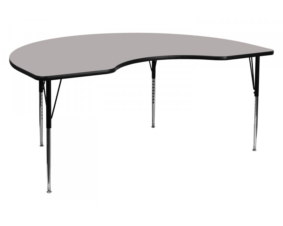 BLNK Wren Kidney HP Laminate Activity Table - Gray, 48"W x 72"L, with Standard Height Adjustable Legs