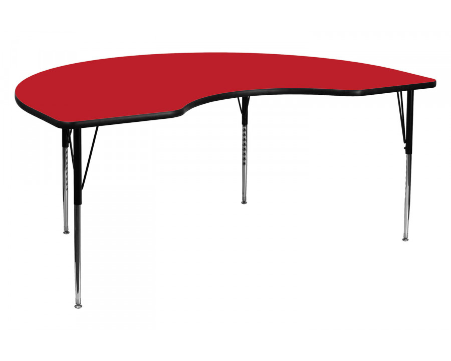 BLNK Wren Kidney HP Laminate Activity Table - Red, 48"W x 72"L, with Standard Height Adjustable Legs