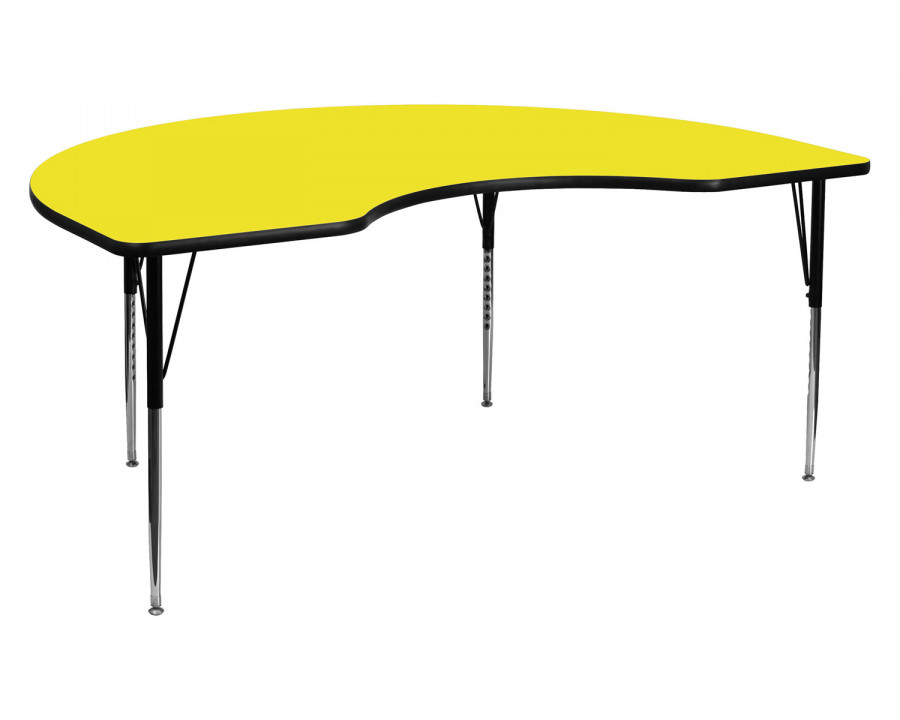 BLNK Wren Kidney HP Laminate Activity Table - Yellow, 48"W x 72"L, with Standard Height Adjustable Legs