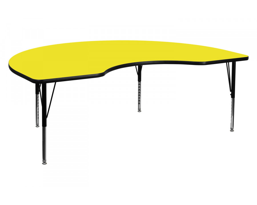 BLNK Wren Kidney HP Laminate Activity Table - Yellow, 48"W x 72"L, with Short Height Adjustable Legs