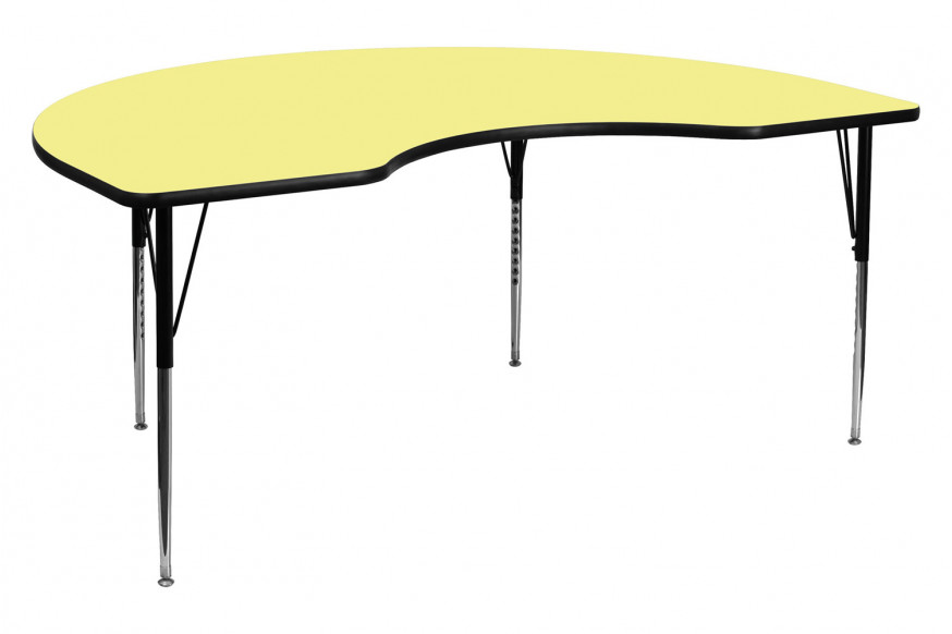 BLNK™ Wren Kidney Thermal Laminate Activity Table - Yellow, 48"W x 72"L, with Standard Height Adjustable Legs