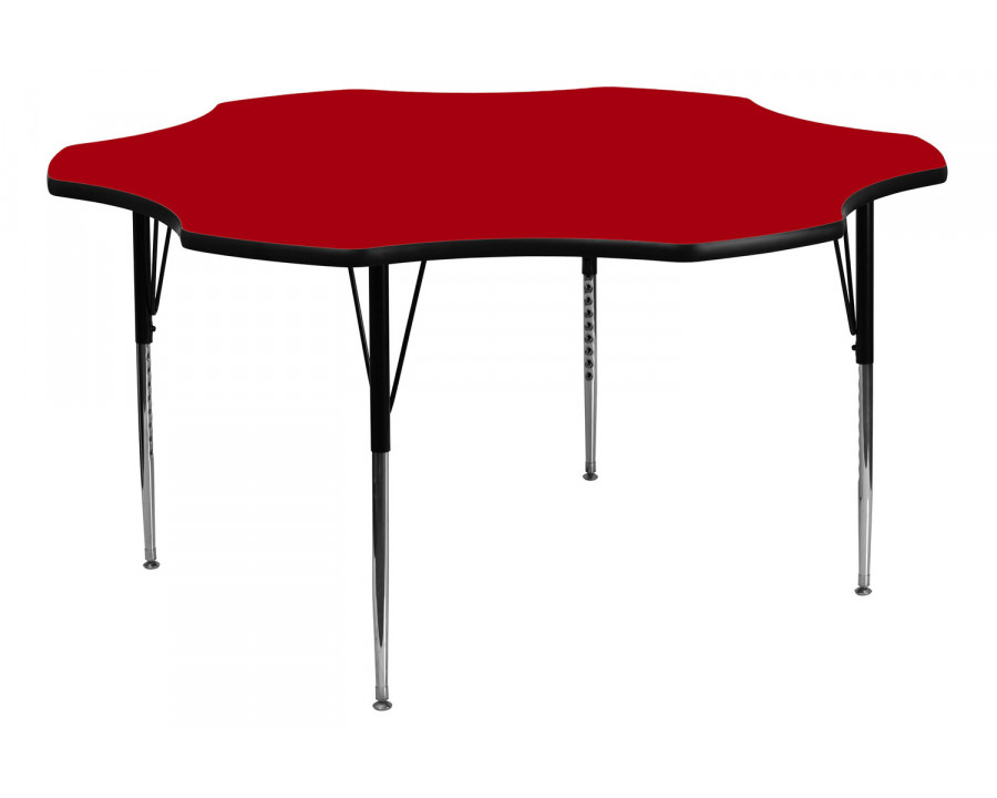 BLNK Wren Flower Thermal Laminate Activity Table - Red, with Standard Height Adjustable Legs