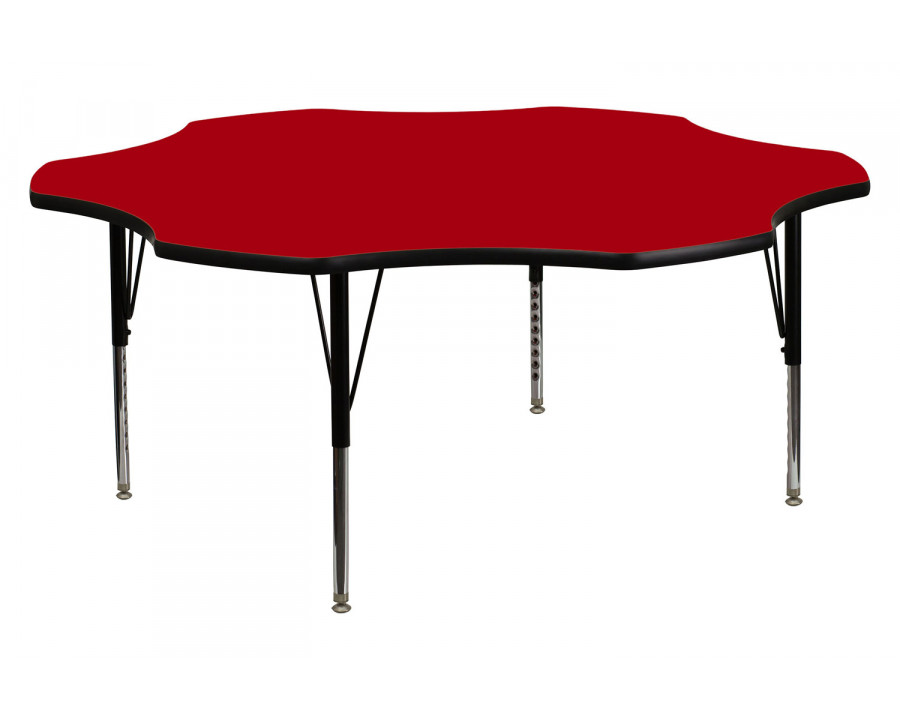 BLNK Wren Flower Thermal Laminate Activity Table - Red, with Short Height Adjustable Legs