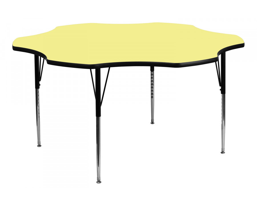 BLNK Wren Flower Thermal Laminate Activity Table - Yellow, with Standard Height Adjustable Legs