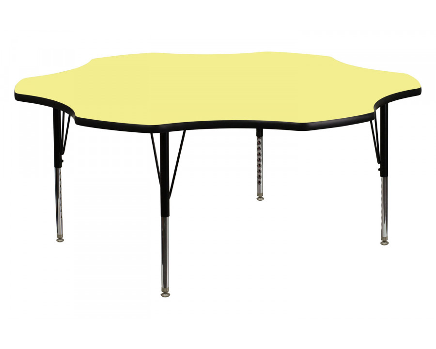 BLNK Wren Flower Thermal Laminate Activity Table - Yellow, with Short Height Adjustable Legs