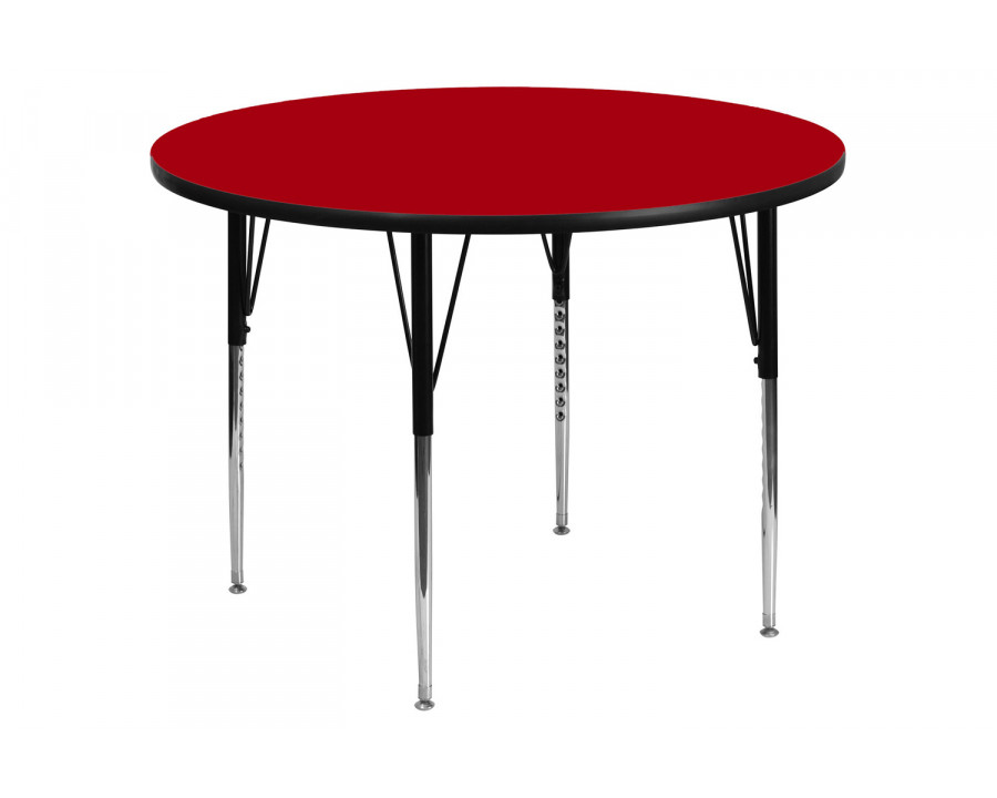 BLNK Wren Round Thermal Laminate Activity Table - Red, 60"D, with Standard Height Adjustable Legs