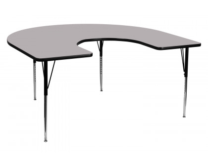 BLNK Wren Horseshoe Thermal Laminate Activity Table - Gray, with Standard Height Adjustable Legs