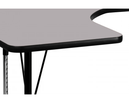 BLNK Wren Horseshoe Thermal Laminate Activity Table - Gray, with Standard Height Adjustable Legs