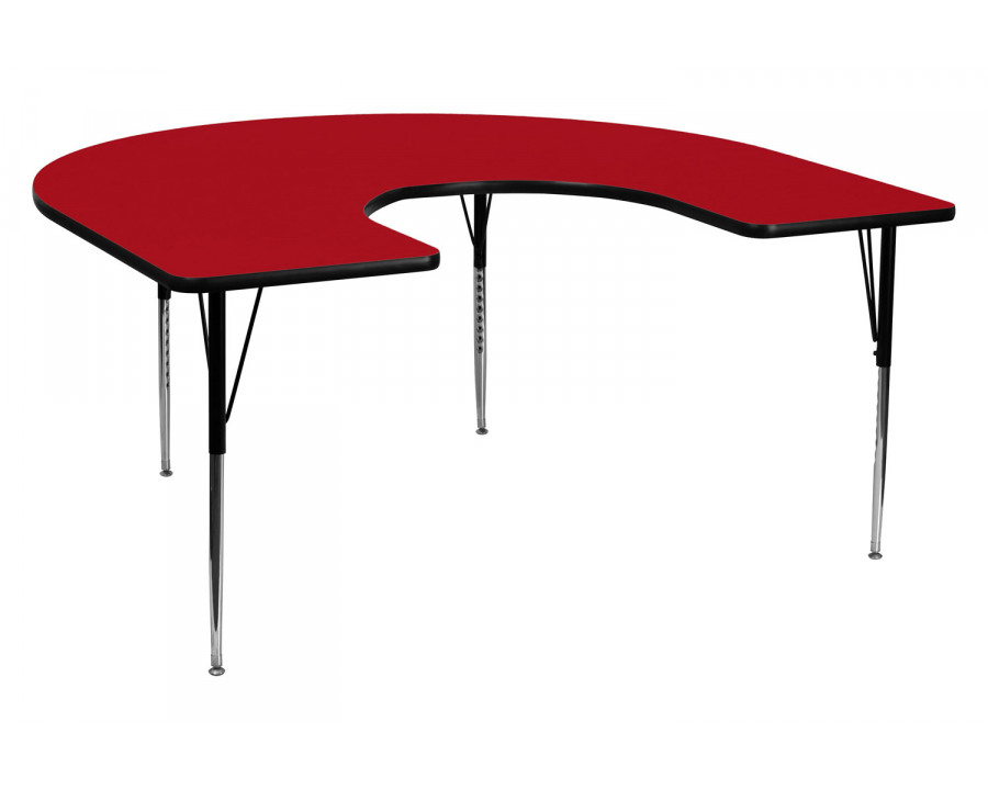 BLNK Wren Horseshoe Thermal Laminate Activity Table - Red, with Standard Height Adjustable Legs