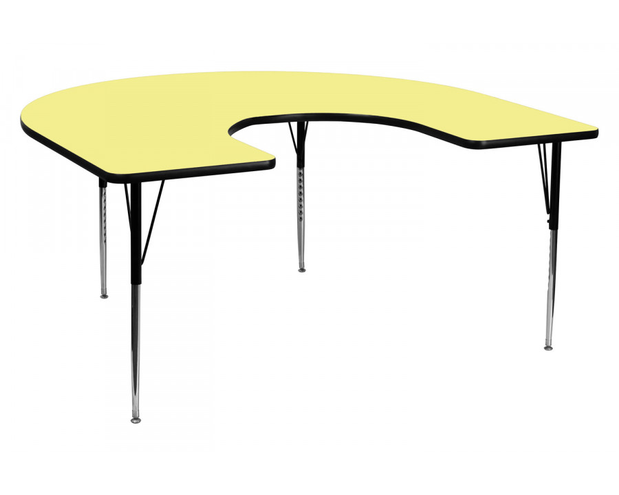 BLNK Wren Horseshoe Thermal Laminate Activity Table - Yellow, with Standard Height Adjustable Legs