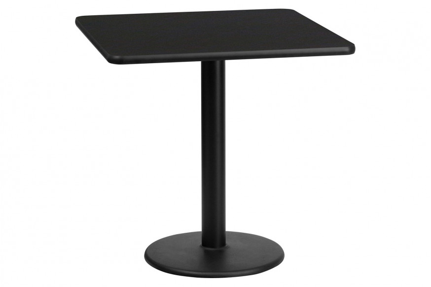 BLNK™ Square Table with 18'' Round Base - Black, 24"W