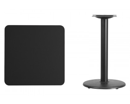 BLNK™ Square Table with 18'' Round Base - Black, 24"W