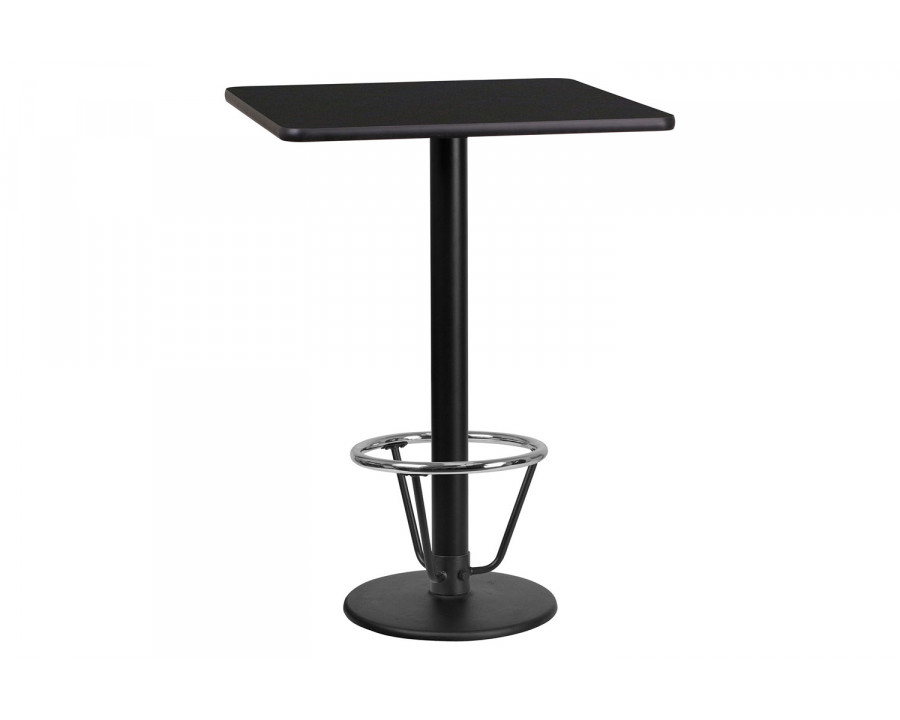 BLNK Square Bar Height Table with 18'' Round Base - Black, 24"W, with Foot Ring