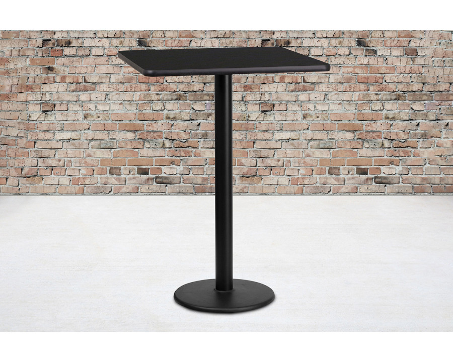 BLNK Square Bar Height Table with 18'' Round Base - Black, 24"W