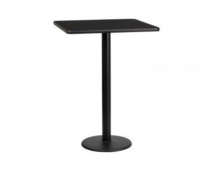 BLNK Square Bar Height Table with 18'' Round Base - Black, 24"W