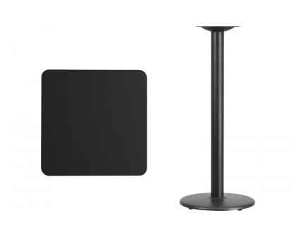 BLNK Square Bar Height Table with 18'' Round Base - Black, 24"W