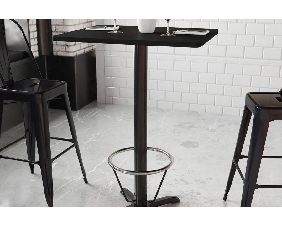 BLNK Rectangular Bar Height Table with 22'' x 22'' Base - Black, 24"W x 30"L, with Foot Ring