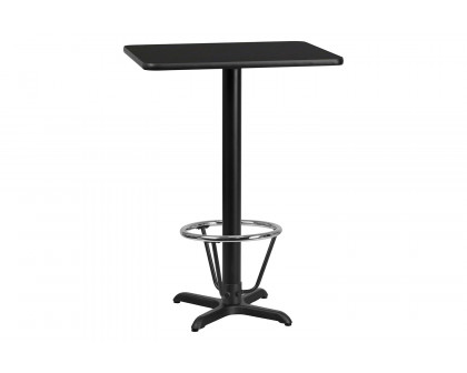 BLNK Rectangular Bar Height Table with 22'' x 22'' Base - Black, 24"W x 30"L, with Foot Ring