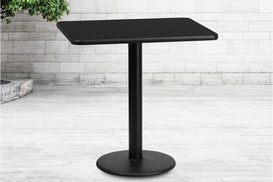 BLNK™ Rectangular Table with 18'' Round Base - Black, 24"W x 30"L