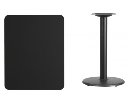 BLNK™ Rectangular Table with 18'' Round Base - Black, 24"W x 30"L