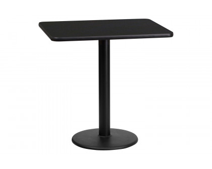 BLNK™ Rectangular Table with 18'' Round Base - Black, 24"W x 30"L