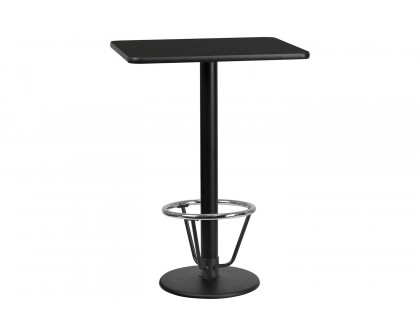 BLNK Rectangular Bar Height Table with 18'' Round Base - Black, 24"W x 30"L, with Foot Ring