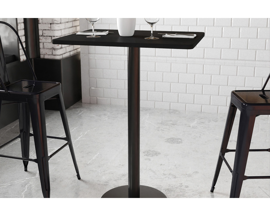 BLNK Rectangular Bar Height Table with 18'' Round Base - Black, 24"W x 30"L