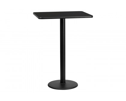 BLNK Rectangular Bar Height Table with 18'' Round Base - Black, 24"W x 30"L