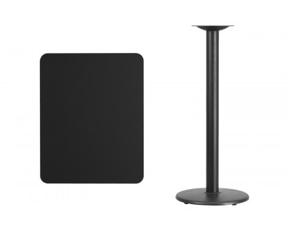 BLNK Rectangular Bar Height Table with 18'' Round Base - Black, 24"W x 30"L