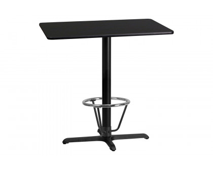 BLNK Rectangular Bar Height Table with 23.5'' x 29.5'' Base - Black, 24"W x 42"L, with Foot Ring