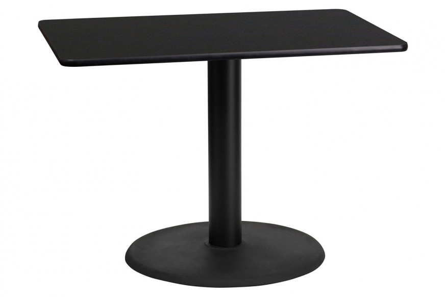 BLNK™ Rectangular Table with 24'' Round Base - Black, 24"W x 42"L