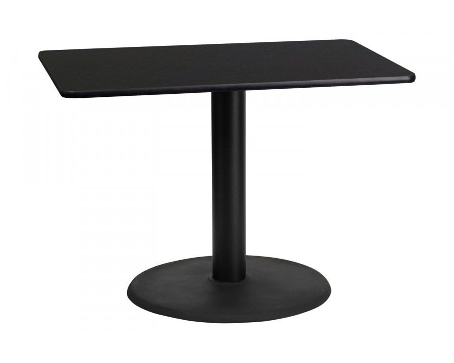 BLNK Rectangular Table with 24'' Round Base - Black, 24"W x 42"L