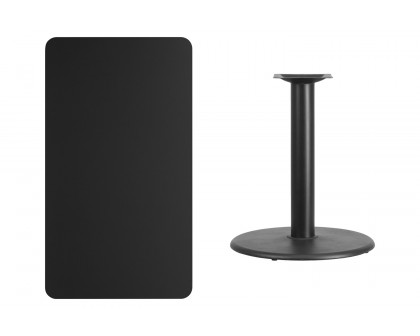 BLNK™ Rectangular Table with 24'' Round Base - Black, 24"W x 42"L