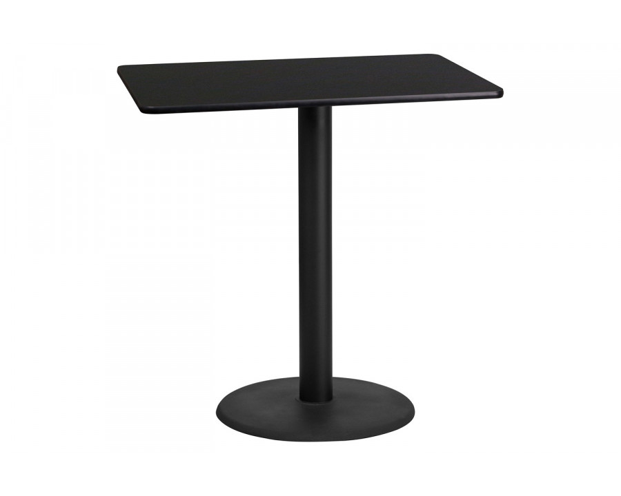 BLNK Rectangular Bar Height Table with 24'' Round Base - Black, 24"W x 42"L