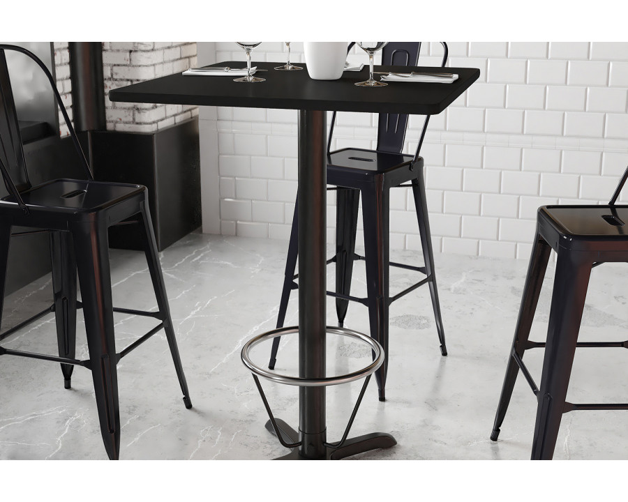 BLNK Square Bar Height Table with 22'' x 22'' Base - Black, 30"W, with Foot Ring