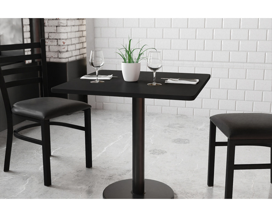 BLNK Square Table with 18'' Round Base - Black, 30"W