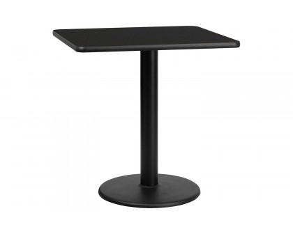 BLNK Square Table with 18'' Round Base - Black, 30"W