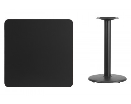 BLNK Square Table with 18'' Round Base - Black, 30"W