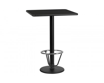 BLNK Square Bar Height Table with 18'' Round Base - Black, 30"W, with Foot Ring