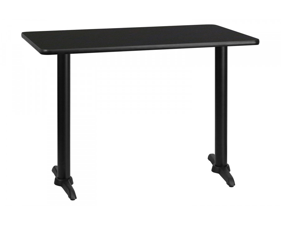 BLNK Rectangular Table with 5'' x 22'' Bases - Black, 30"W x 42"L