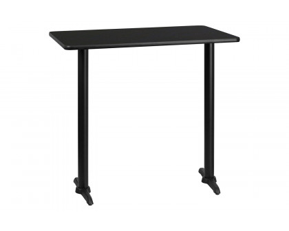 BLNK Rectangular Bar Height Table with 5'' x 22'' Bases - Black, 30"W x 42"L