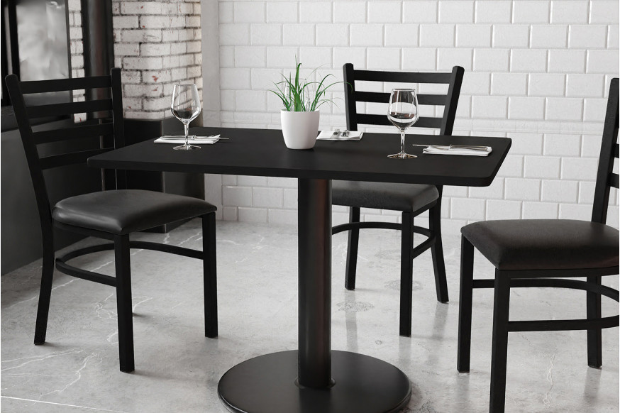 BLNK™ Rectangular Table with 24'' Round Base - Black, 30"W x 42"L