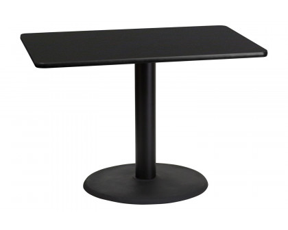 BLNK™ Rectangular Table with 24'' Round Base - Black, 30"W x 42"L