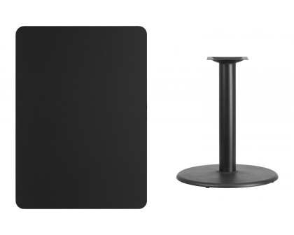 BLNK™ Rectangular Table with 24'' Round Base - Black, 30"W x 42"L