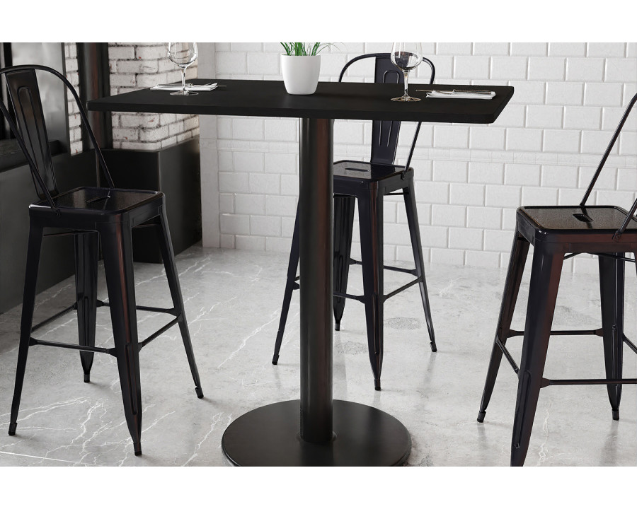 BLNK Rectangular Bar Height Table with 24'' Round Base