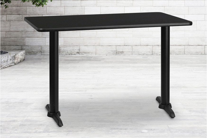 BLNK™ Rectangular Table with 5'' x 22'' Bases - Black, 30"W x 48"L