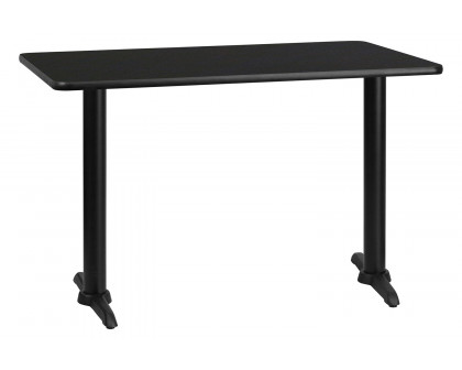 BLNK™ Rectangular Table with 5'' x 22'' Bases - Black, 30"W x 48"L