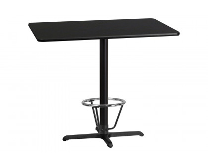 BLNK Rectangular Bar Height Table with 23.5'' x 29.5'' Base - Black, 30"W x 48"L, with Foot Ring