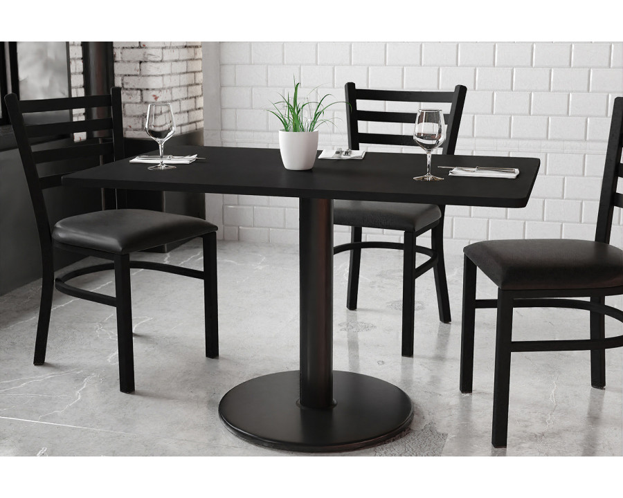 BLNK Rectangular Table with 24'' Round Base - Black, 30"W x 48"L