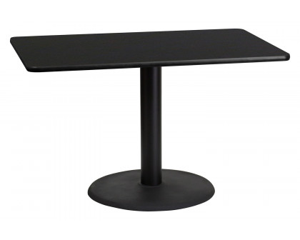 BLNK Rectangular Table with 24'' Round Base - Black, 30"W x 48"L